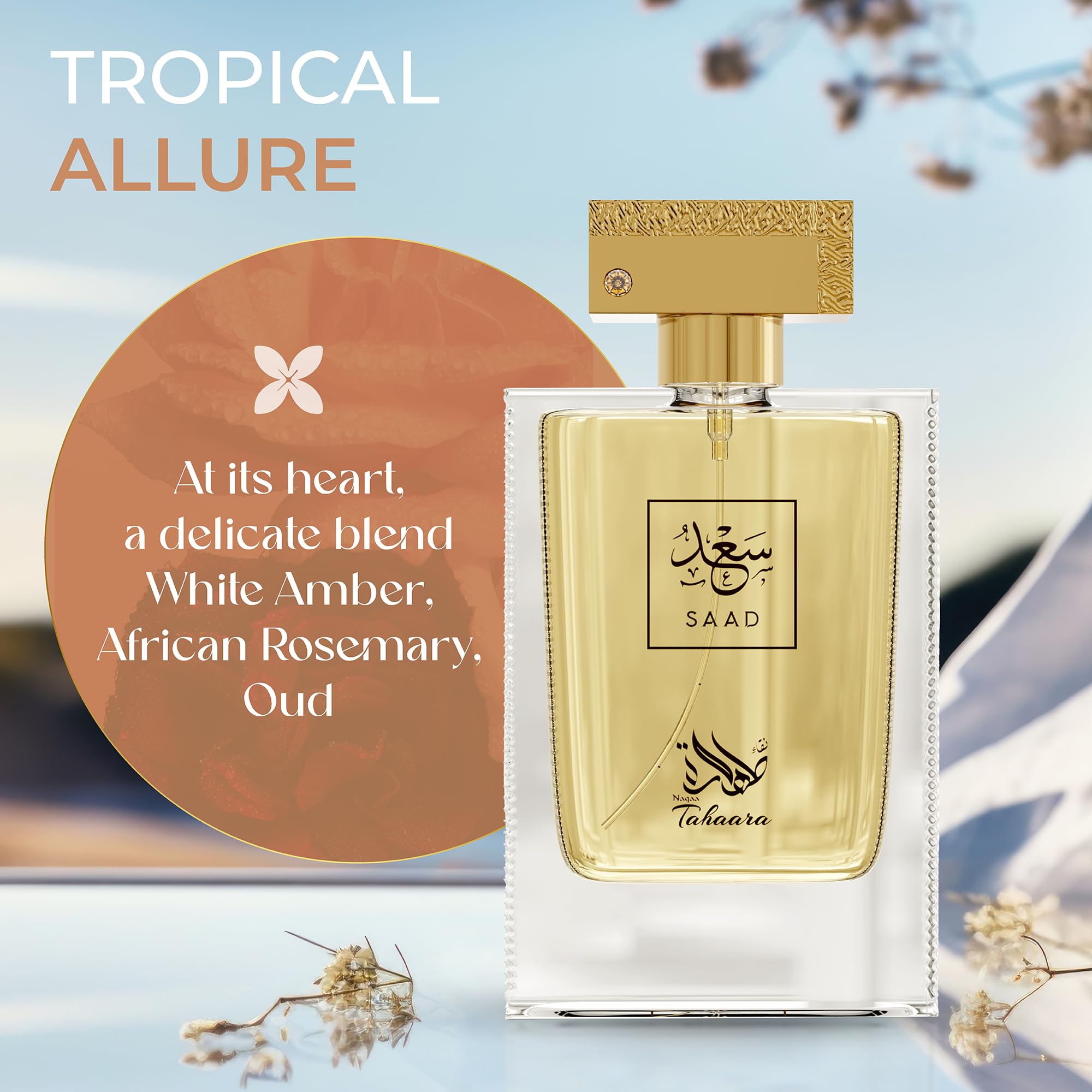 Saad – Amber, Woody, Musky, Oud – Long-Lasting Luxury Eau de Parfum Dubai Fragrance for Men & Women, 100ML