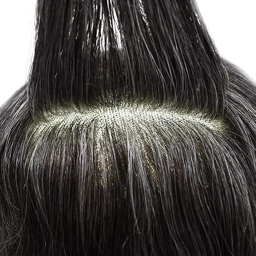 Miniatura 5 de Toupee de cabello humano fino mono tupé para hombre, revestimiento de poliéster alrededor de pieza de cabello duradero para hombres, sistema de