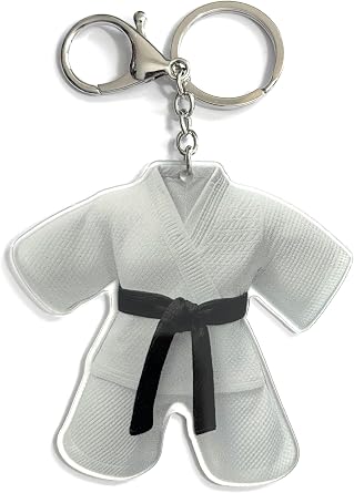 Karate Martial Arts Suit Gi Black Belt Keyring Key Ring