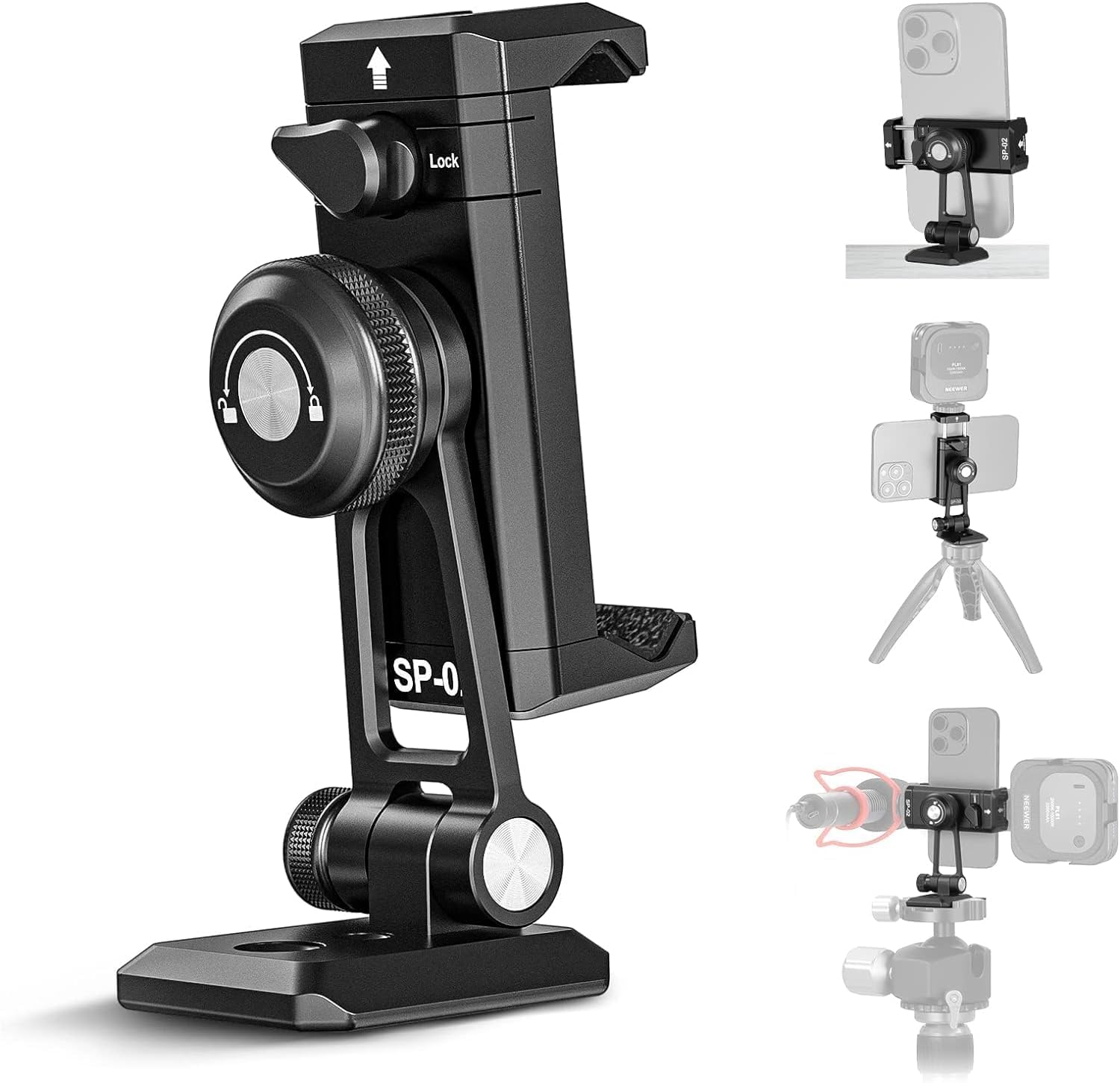 Square Jellyfish Jelly-Grip WX - Adattatore Treppiede Universale Con Morsa A Molla Per Smartphone (Fino A 9.2cm) E Caricabatterie Wireless