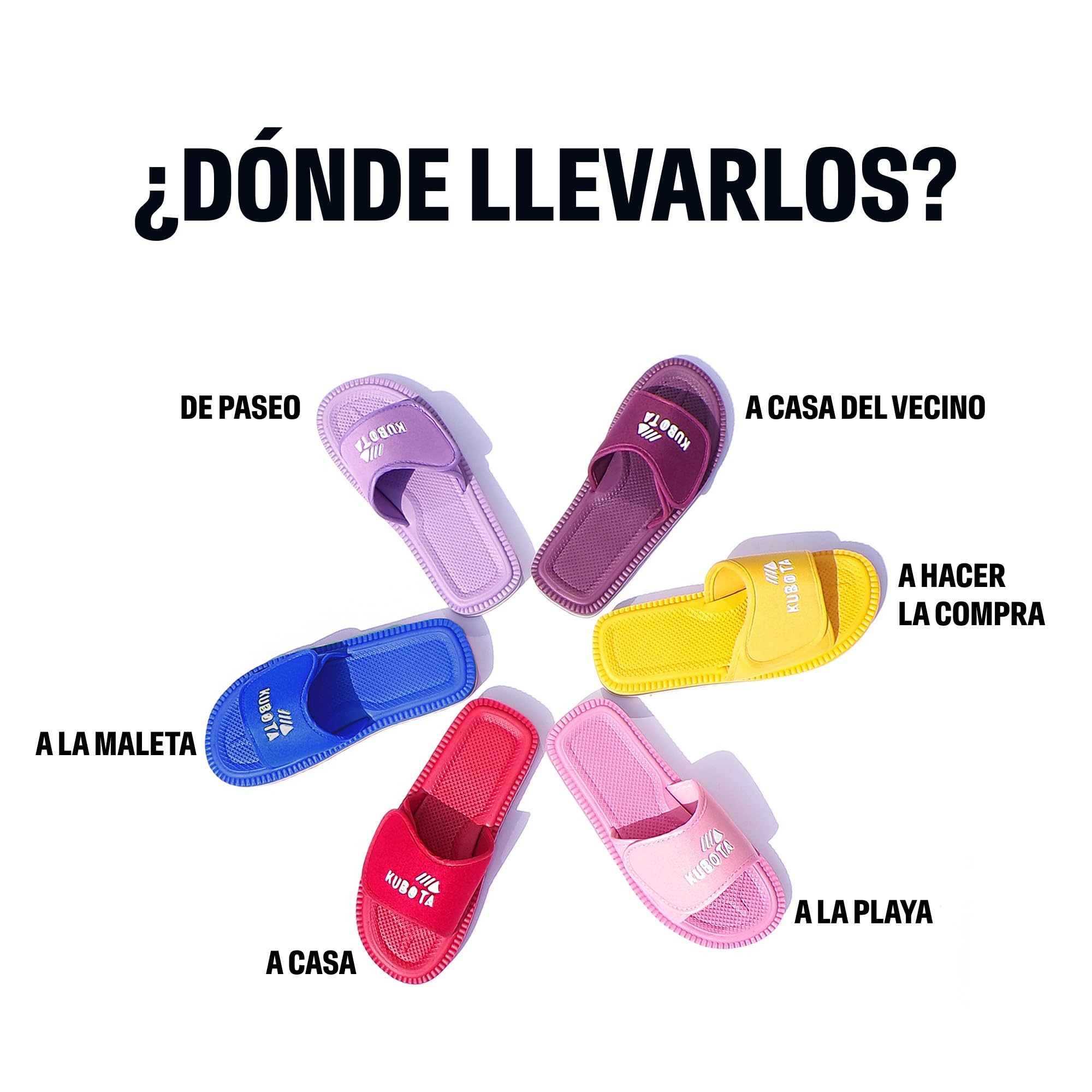 Kubota Chanclas con Cierre de Correa Mujer – Chanclas para Sauna – Zapatillas de Playa – Chanclas Ajustables – Chanclas de Espuma