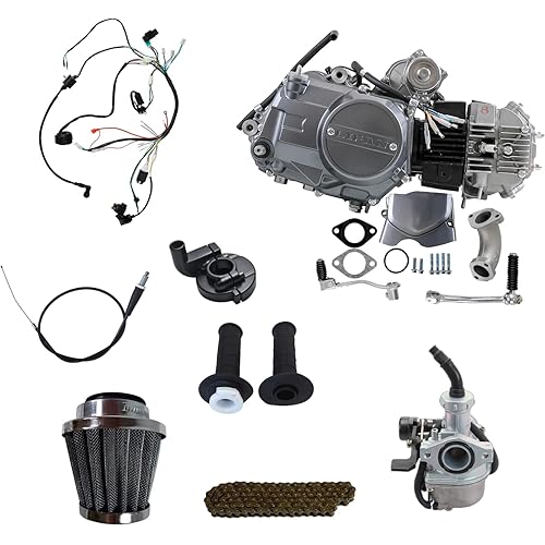 Lifan 125cc Engine Kit with Carburetor, Wiring Harness, Chain, and Air Filter Ideal for CT70, CT90, CT110, Z50, ATC70, and Taotao Models