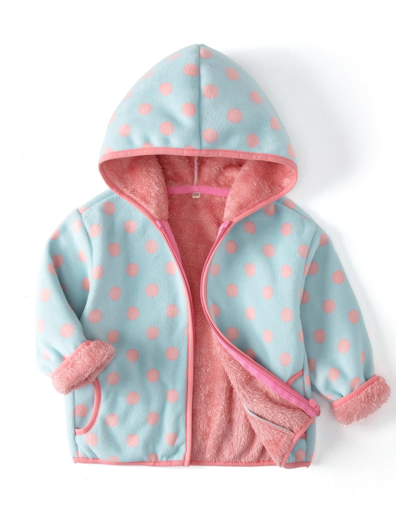 Kids Printed Hooded Fleece Jacket Sherpa Lined