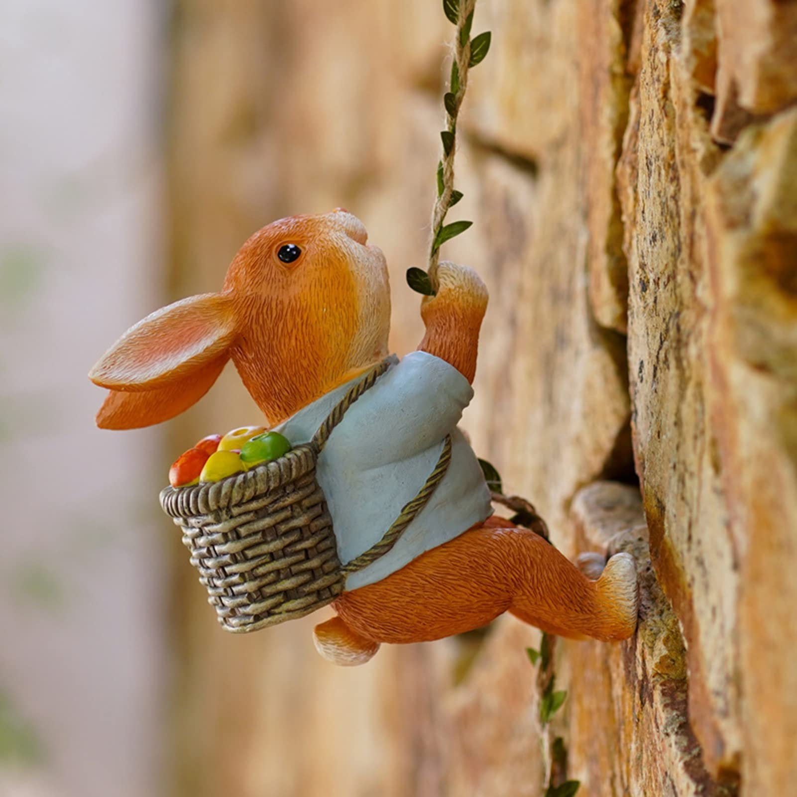 Adornos de jardín, estatuas y esculturas de Decoraciones de Conejo de Pascua al Aire Libre, estatuilla de Conejito, decoración artística, Adorno Colgante de árbol para Patio, hogar, Lectura