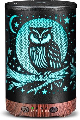 Miniatura 12 de Difusor de Aceite Esencial 120ML Difusor de Aromaterapia de Metal, Humidificador de Niebla Fría con Protección de Apagado Automático, Luces de 7