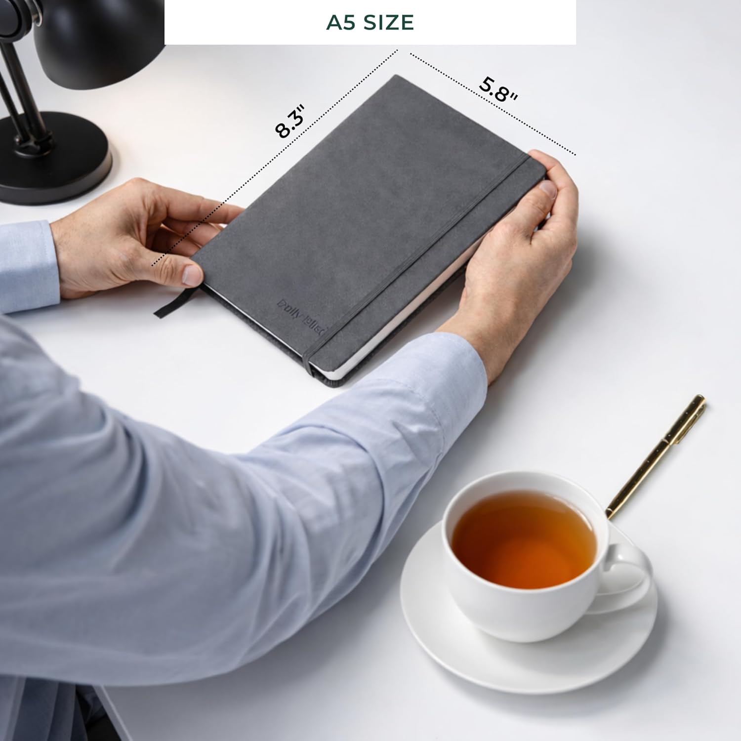 Daily Bliss Blank Sketckbook Journal for Men and Women – A5 Blank Notebook, Graphite Black Hardcover Sketchbook Leather Journal with Premium Stone Paper blank book Notebook for Writing, Drawing & Planning