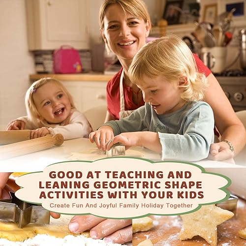 Miniatura 6 de ofone Juego de 24 mini cortadores de galletas con formas geométricas, forma geométrica, estrella, corazón, flor, triángulo, ovalado, círculo,