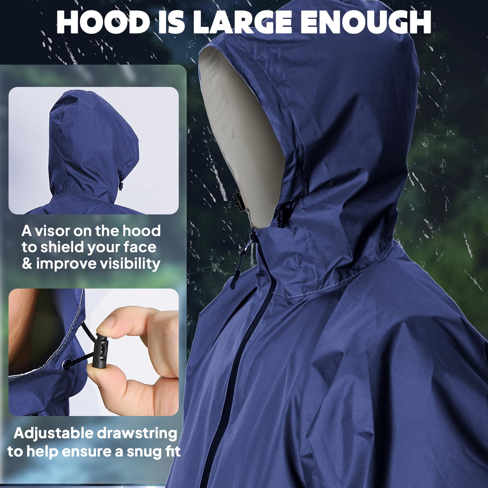 ANYOO Chubasquero Mujer Hombre Impermeable Poncho de Lluvia Portátil Ligera con Mangas Largas para Senderismo Al aire libre Ciclismo, Talla única