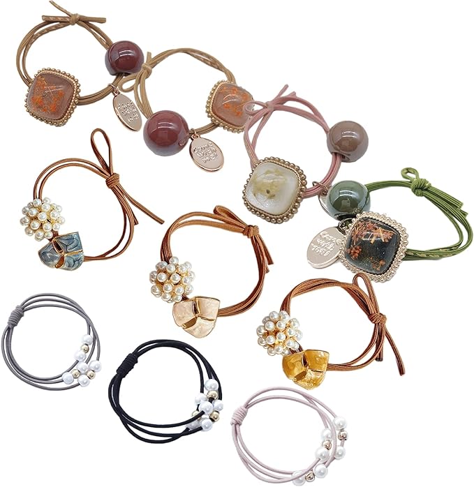 Amazon ヘアゴム 10点 セット パール ビーズ 大人 シュシュ ヘアアクセサリー 上品 カジュアル オフィス 髪留め おしゃれ春