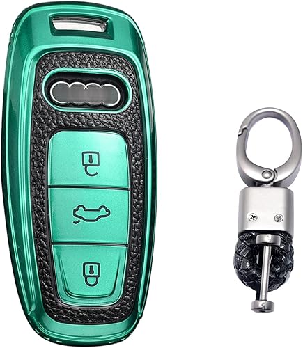 Miniatura 7 de Xotic Tech - Funda para llavero con textura de piel granulada de TPU azul con llavero azul, compatible con Audi A3 A6 A7 A8 E-Tron S3 S6 RS6 S7 RS7