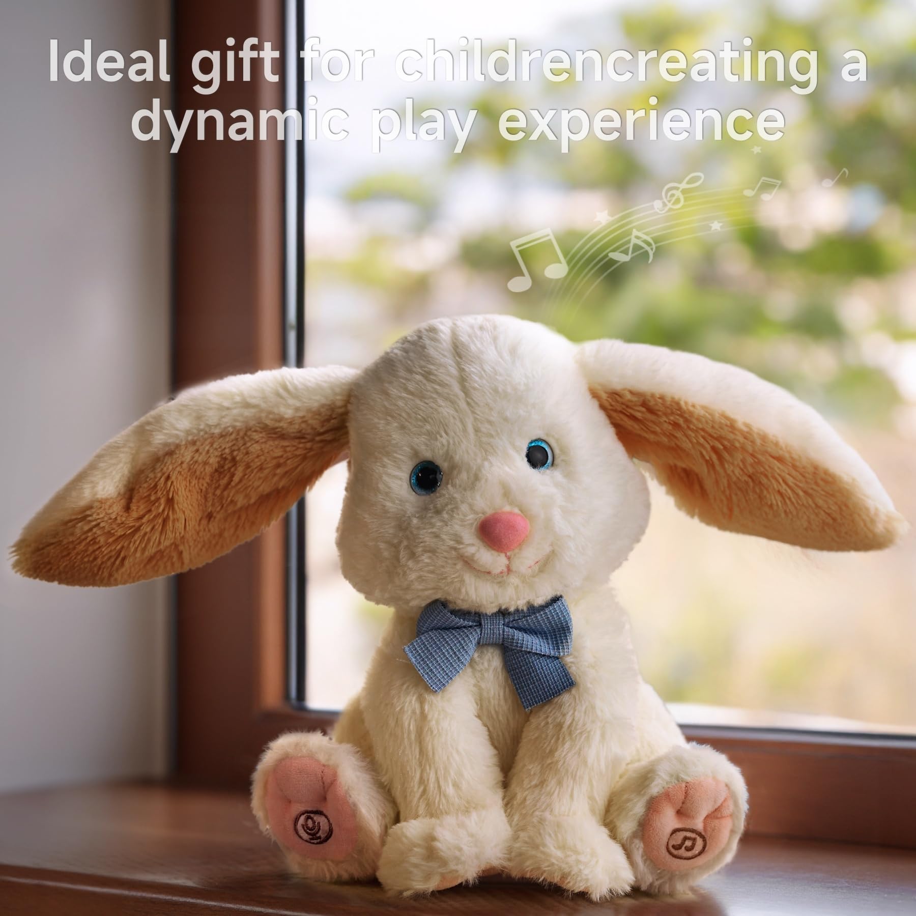 TUMAMA Bunny Stuffed Animal - Musical Stuffed Animal with Moving Ears, Features Singing, Recording, Repeating for Toddlers, Interactive Stuffed Bunny Plush Gift Toys for Boys and Girls - Image 6