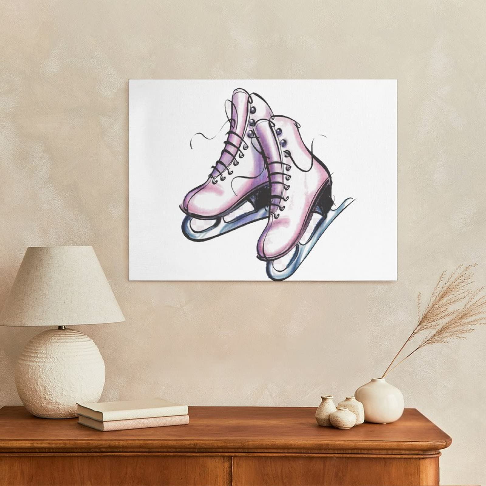 Cartoon Ice Skating Skates Canvas Painting Picture Hanging Poster