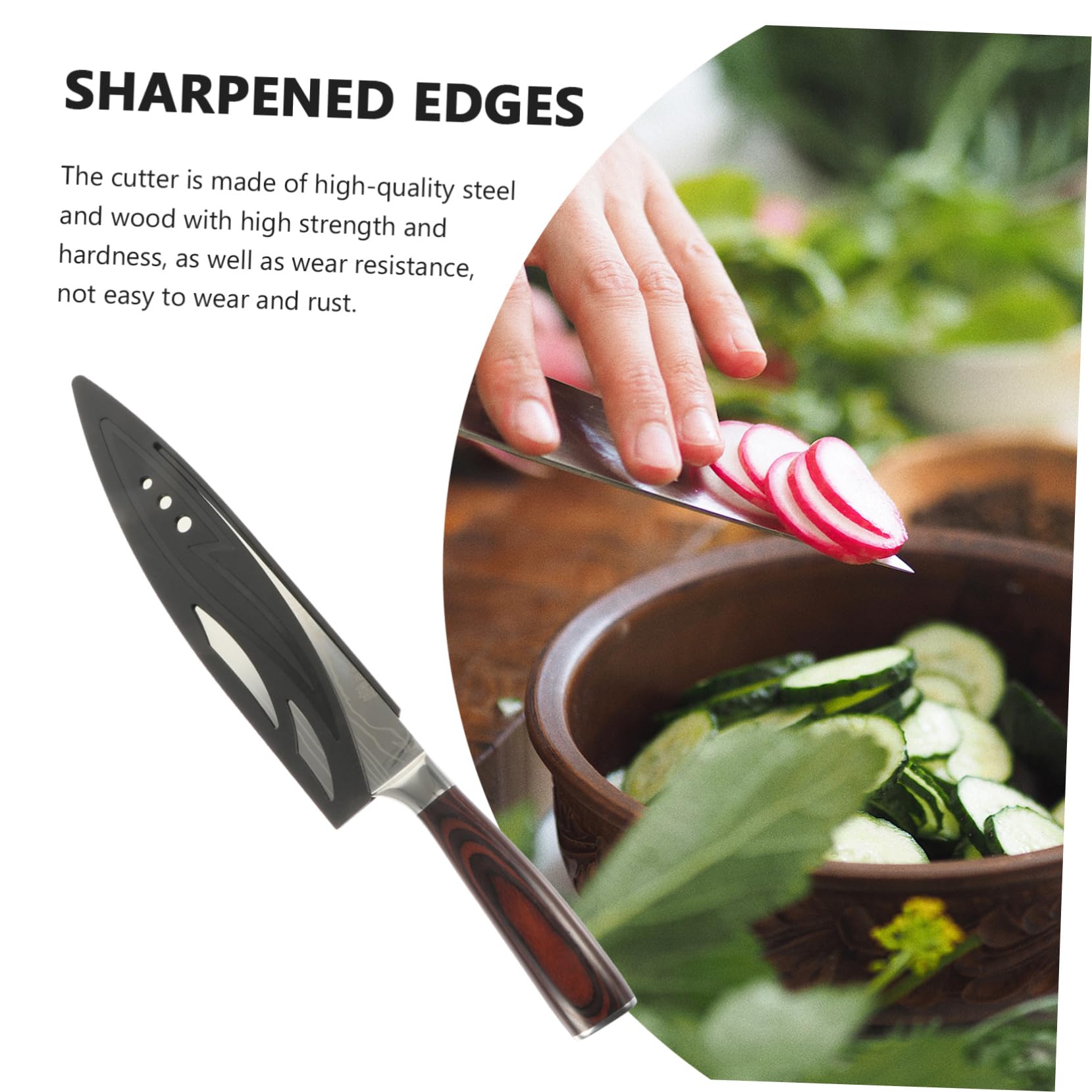 LABRIMP Cuchillo de Cocina Japonés Profesional Cortador Multiusos de Madera y Acero Mango Antideslizante para Cocina en Casa y Restaurantes