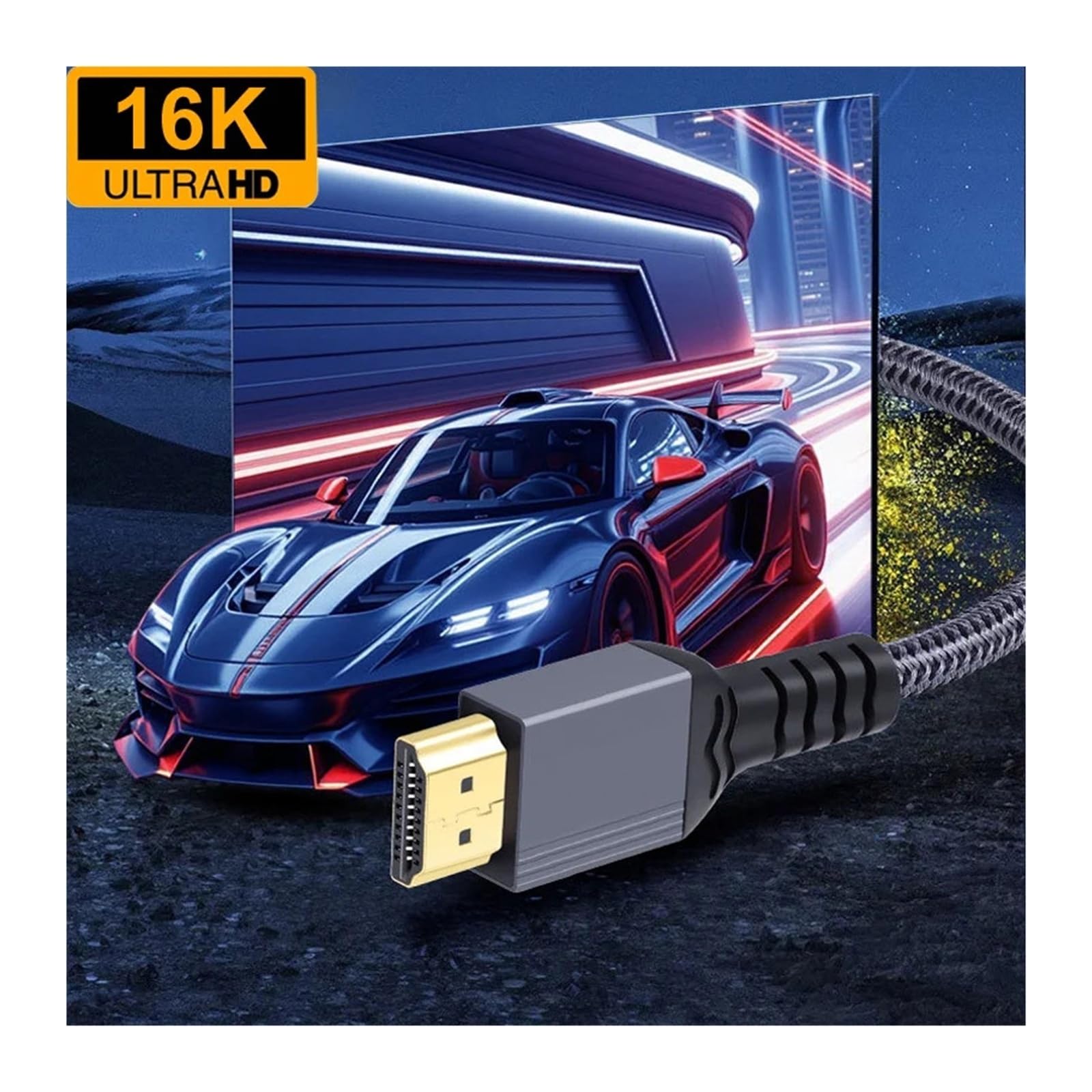 Câble HDMI 2.2 16K À 144 Hz (8K À 60 Hz, 96 Gbit/s, EARC, HDR, Tressé, 0,5 M-2 M) – Compatible Avec HDTV/ordinateur Portable/PS5, For Jeux/visualisation.(2m)