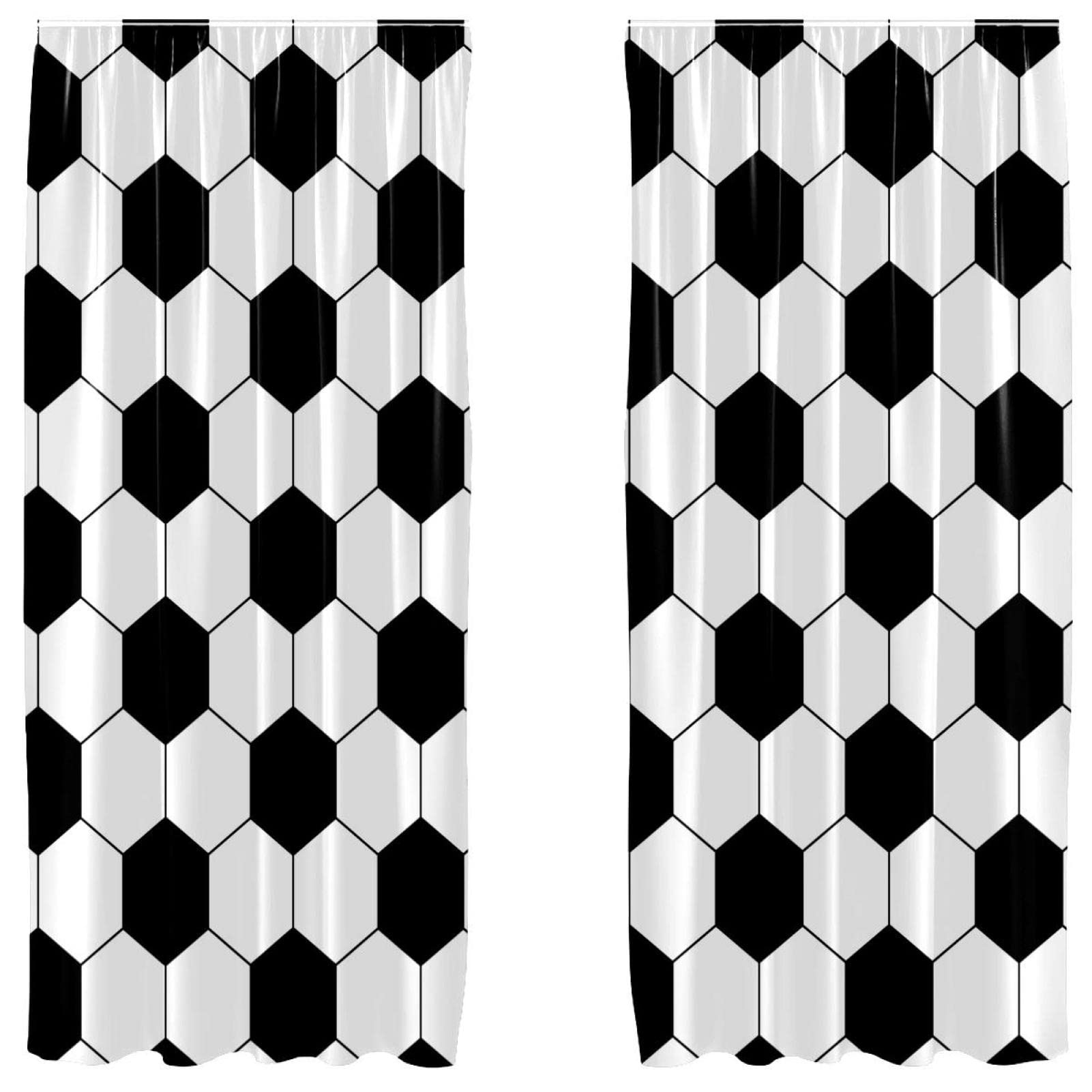 Rideaux occultants football noir et blanc 140x213 cm chambre enfant