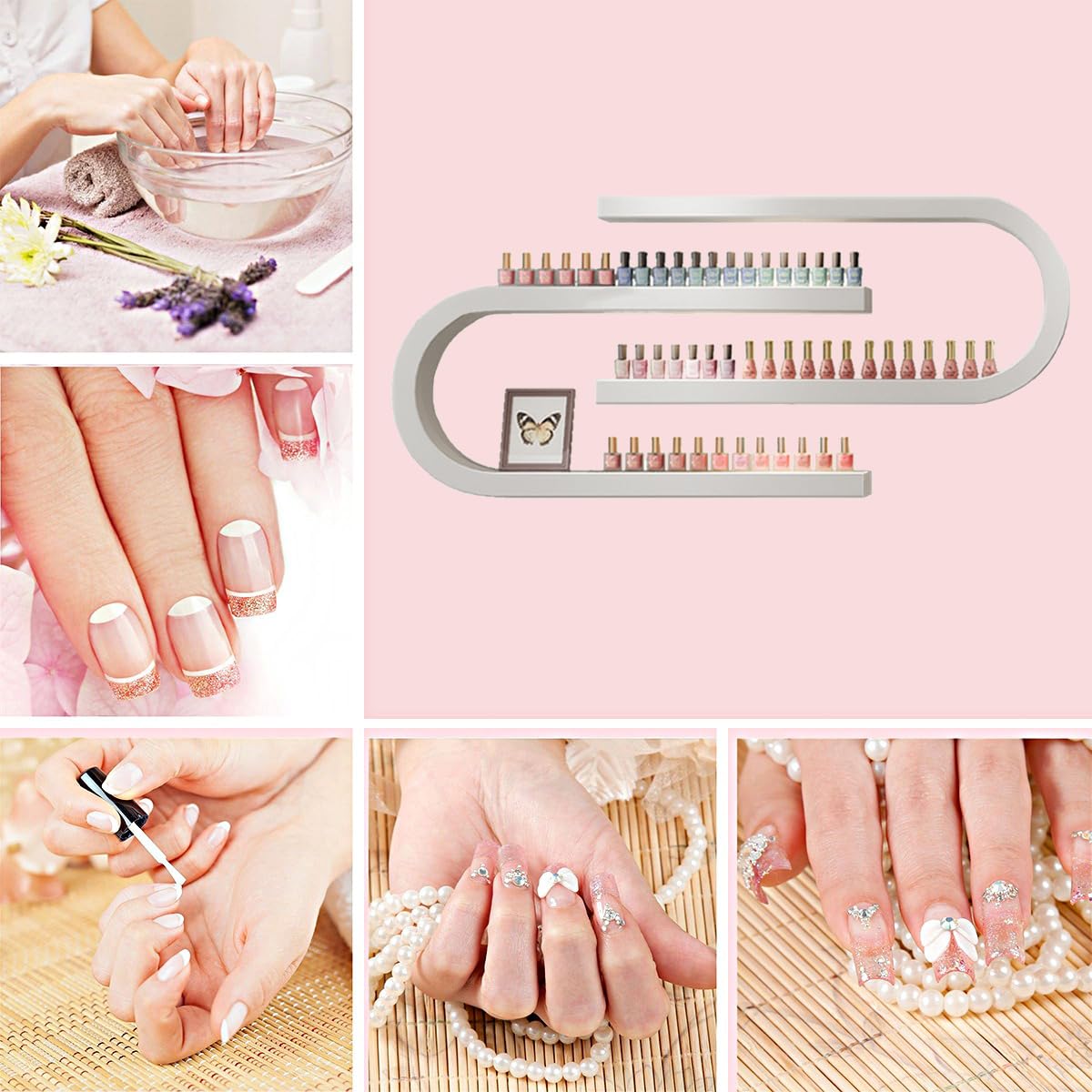 Organizador de esmaltes de uñas de Pared: Organizador de esmaltes de uñas de Pared - Estante Expositor para frascos de aceites Esenciales y perfumes U-SD - Negro, Adecuado para el hogar y sa