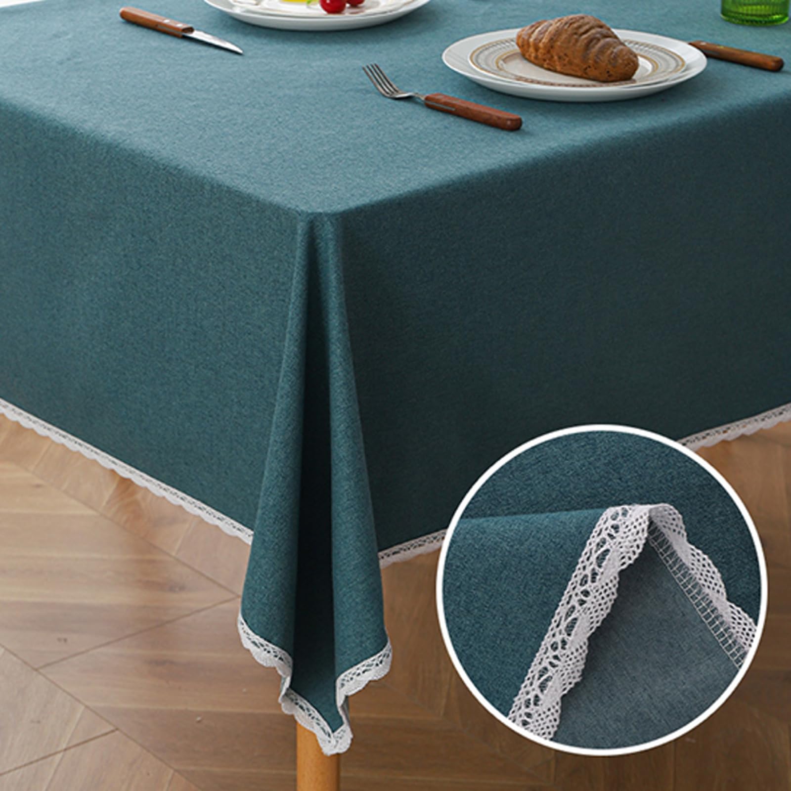 Nappe 140 x 240 cm en Coton et Lin, imperméable, Rouge, idéale pour Les dîners de Famille, Les Festivals, Les fêtes en intérieur et en extérieur, et pour Un Usage Quotidien. Lavable.