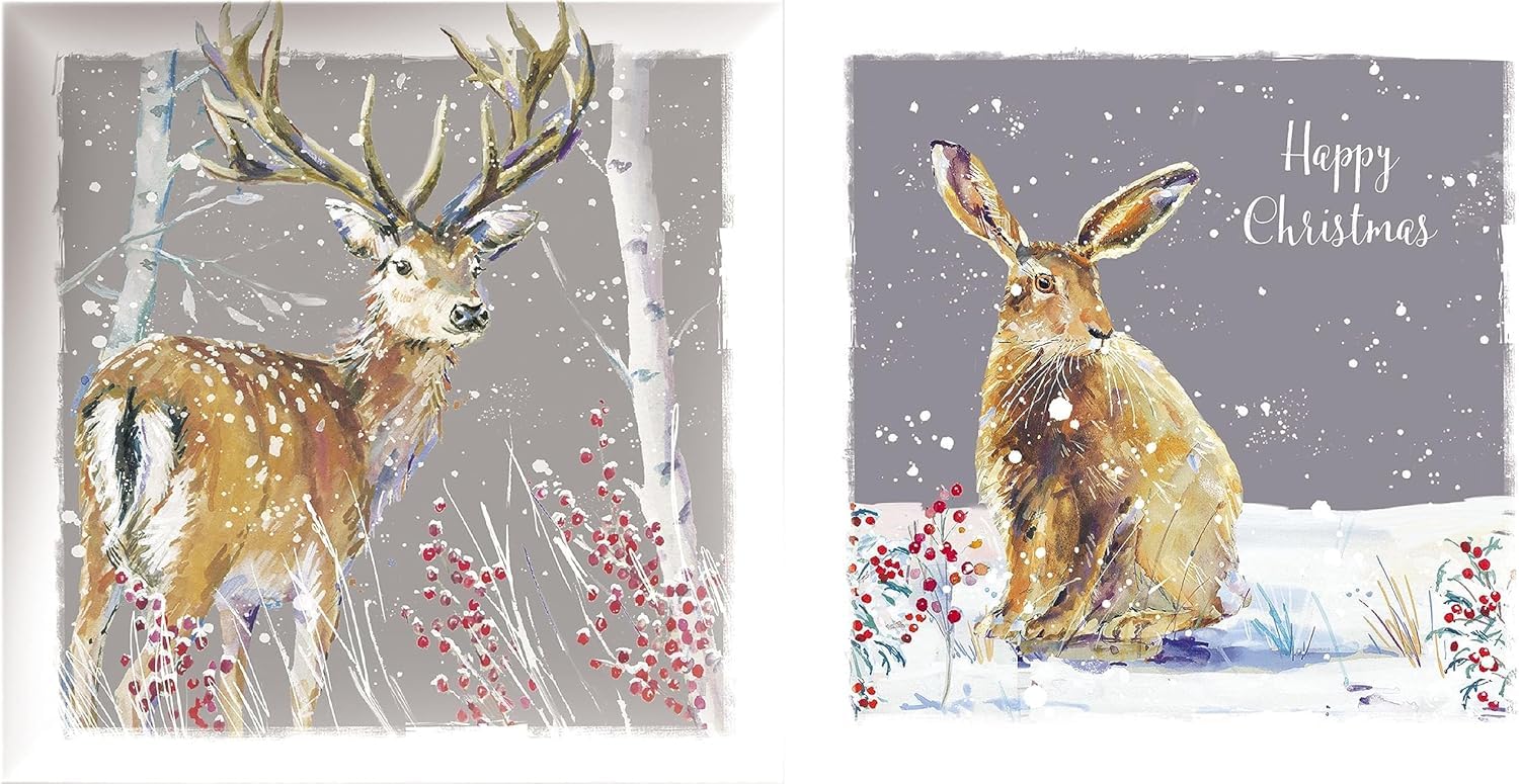 GBCC Charity Christmas Cards Pack of 20, Festive Hare & Stag in the Snow - Image 3