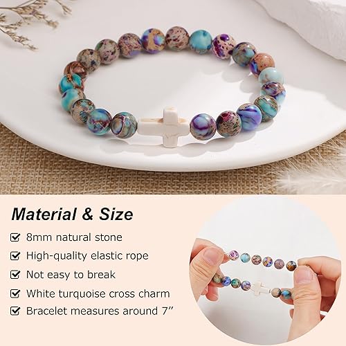 Miniatura 3 de JoycuFF Pulseras de cruz para mujer, joyería cristiana católica religiosa de fe religiosa de Pascua, joyería cristiana católica significativa,