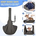SlowTon Dog Carrier Sling, Thick Padded Adjustable Shoulder Strap Dog Carriers for Small Dogs, Puppy Carrier Purse for Pet Cat with Front Zipper Pocket Safety Belt Machine Washable (Gray M)