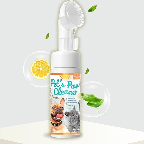Espuma limpiadora de patas para perros y gatos con cepillo de silicona mejorado, sin esfuerzo, limpieza rápida, diseño de botella fácil de usar,