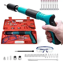 Pistola de Fixação Finca Pino com 10 Pinos Óculos de Proteção e Acessórios, para Concreto, Madeira e Metal