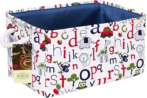 HUNRUNG Rectangle Storage Basket Cute Canvas Organizer Bin for Pet/Children Toys, Books, Clothes Perfect for Rooms/Playroom(Rectangle Colorful Letter XL)