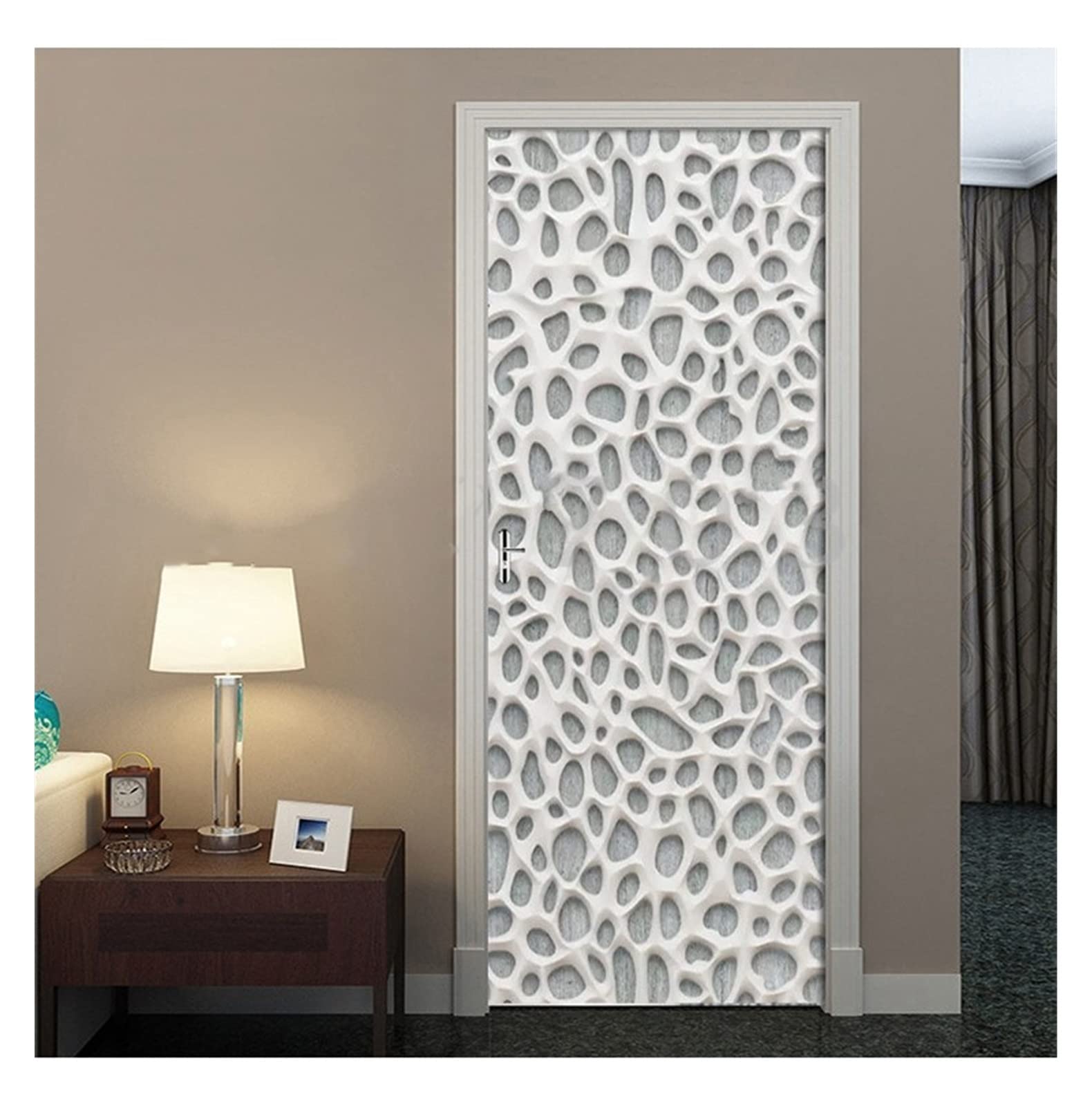 Sticker porte 3D plâtre creux mural et papier peint PVC auto-adhésif 77x200cm
