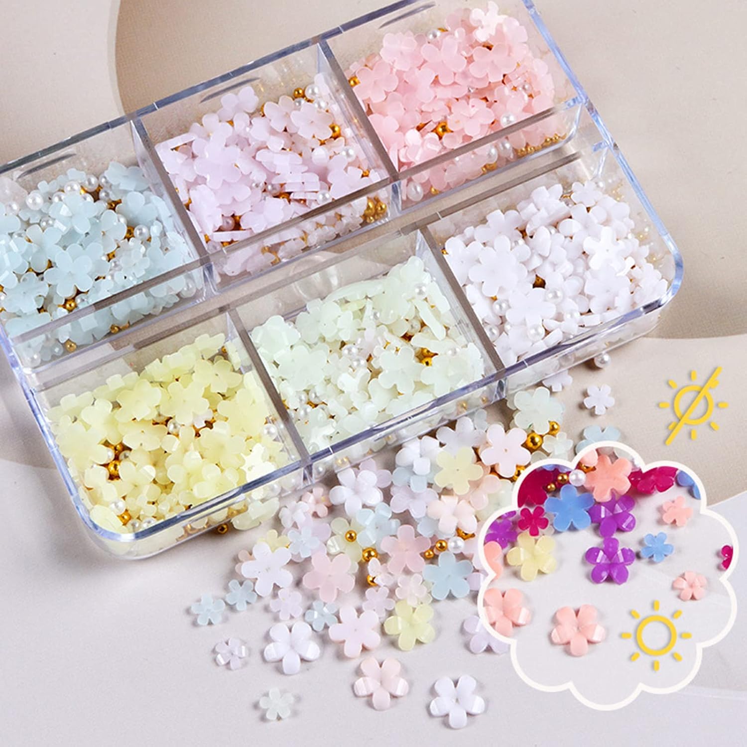 3D Nail Flowers with Pearls Caviar Beads for Acrylic Nails Mixed Jewelry Design Accessories Flower Charms for Art and Rhinestones Pearl Charms