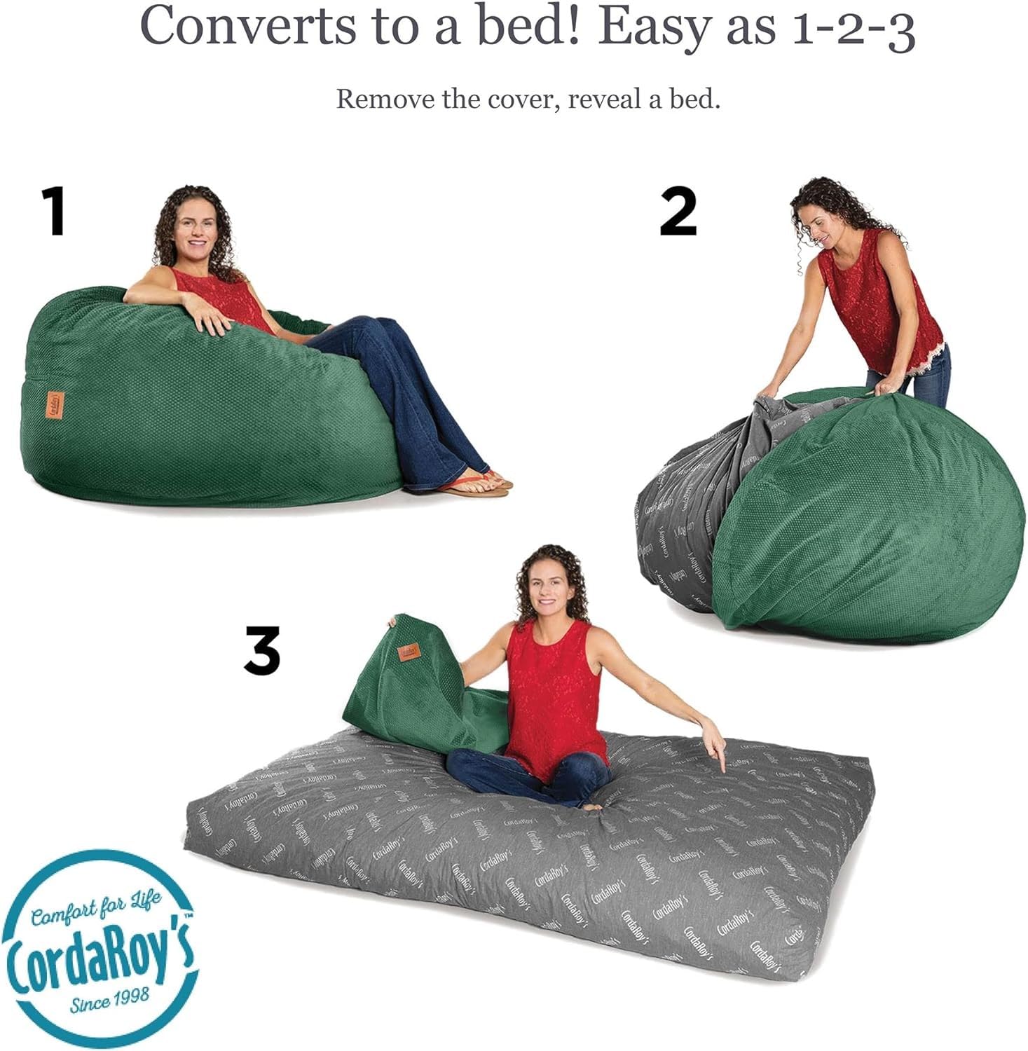 CordaRoys Chenille Bean Bag Chair, Convertible Chair