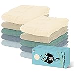 HIPHOP PANDA 10 Pack 6-Layers Muslin Burp Cloths Large - Durable 100% Cotton - Extra Absorbent and Soft Boys & Girls Rags for Newborn Registry (Ivory+Brown+Green+Grey+Slate, 20 X10)