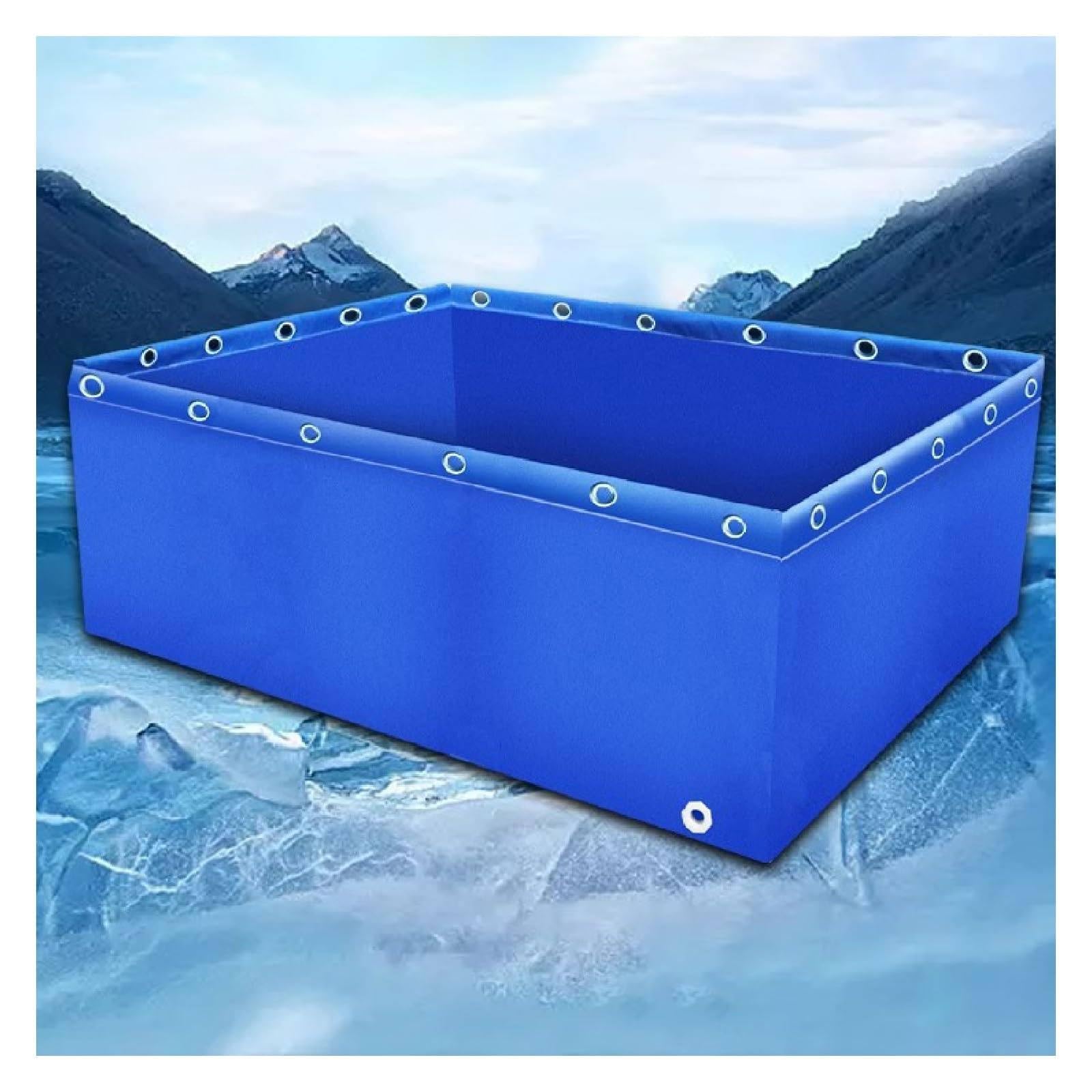 Resistente rivestimento per laghetto da 5 x 1 x 1 m, in PVC, con valvola di scarico, telo pieghevole per stagni da giardino Koi e stoccaggio dell'acqua, spessore 0,2 mm, design con occhielli per una