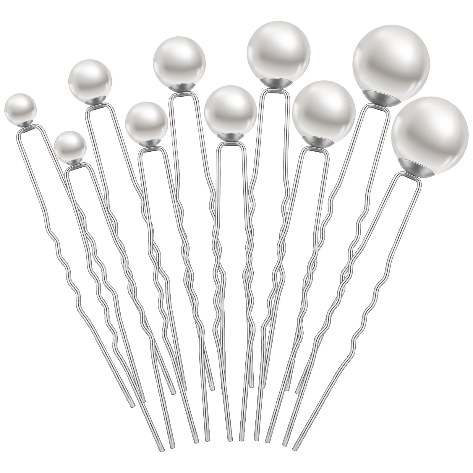 48 Pieces 5 Sizes Pearl Hair Pins Bridal Wedding White Rhinestone Pearl Bobby Pins Bulk U Shape Bridal Clips Hair Accessories for Wedding Brides Bridesmaid Women Hairstyles Decor