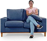 Sofa Living Istambul 2 Lugares Linho Essencial Estofados (Linho, Azul)
