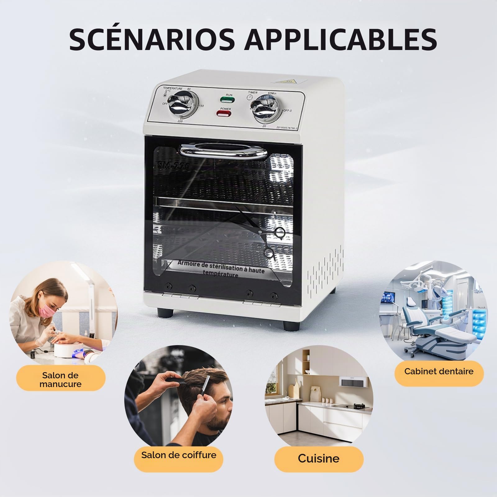 Stérilisateur haute température,sterilisateur materiel onglerie de grande capacité,autoclave stérilisation avec contrôle de la température et minuterie,adapté aux outils coiffure,manucure outils,SPA