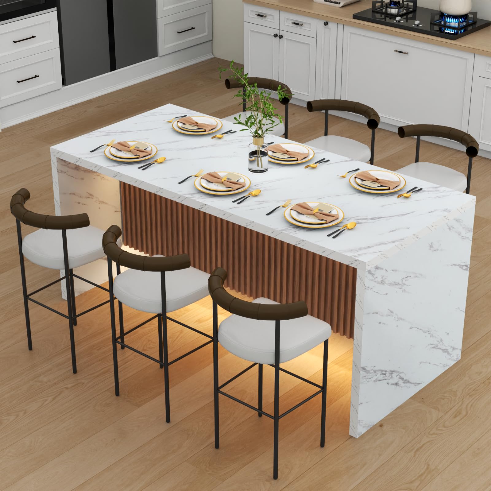 Gyfimoie 71" LED Marble Table