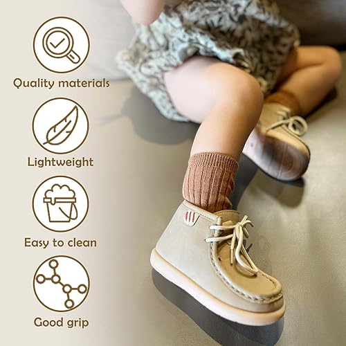 Miniatura 2 de MORENDL Botas para bebé niño y niña, zapatos de vestir antideslizantes con cordones