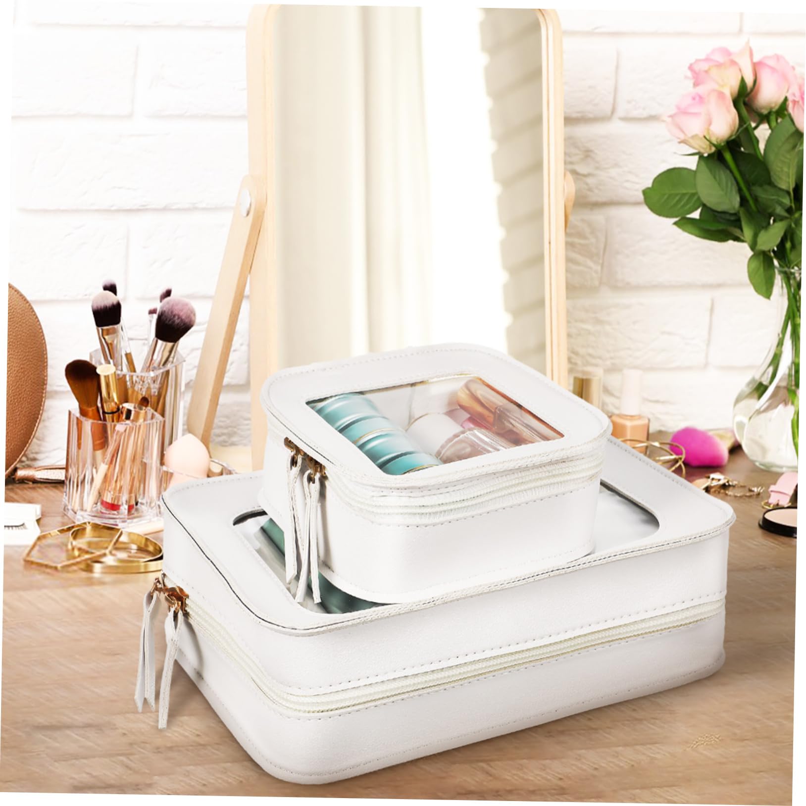 Ipetboom Borsa Trasparente per Pvc 2 Pezzi con Cerniera per Viaggio e Quotidiano Donna