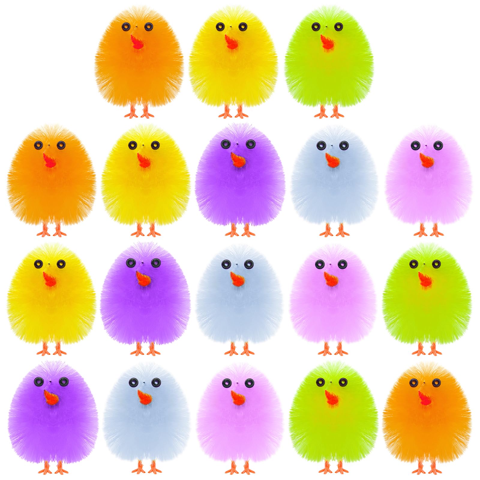 PLULON 18 Stück Mini-Küken als Osterhühner, Bunte Osterküken, Kükenbabys für Party-Geschenke