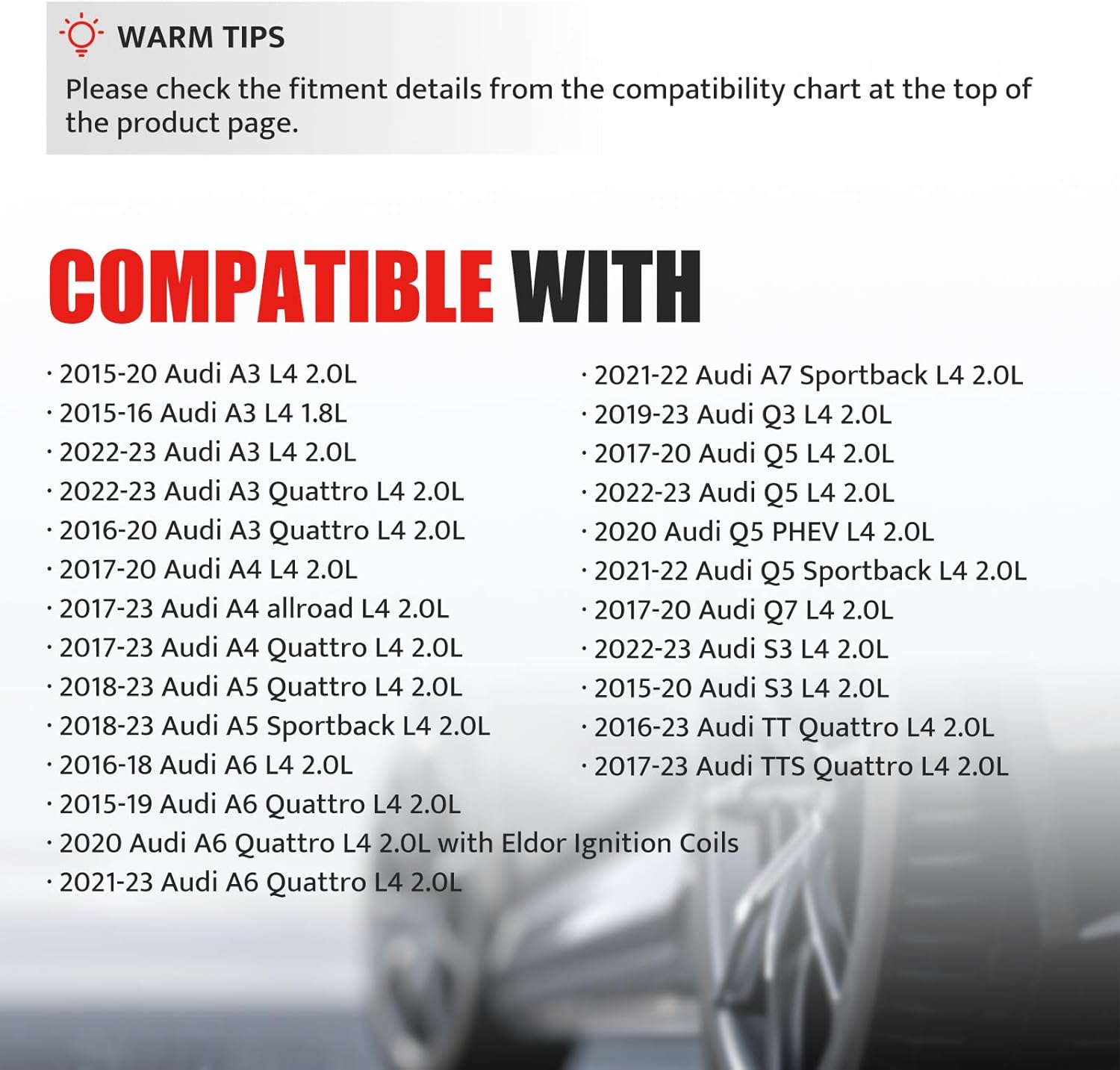 Ignition Coil Pack fit for L4 1.8 2.0 Turbo Audi A3 A4 A5 A6 A7 TT TTS Quattro Q3 Q5 Q7 S3, VW Jetta Passat Tiguan Beetle Golf GTI 1.8L 2.0L, 2015 2016 2017 2018 2019 2020 2021 2022, 06J905110G UF716