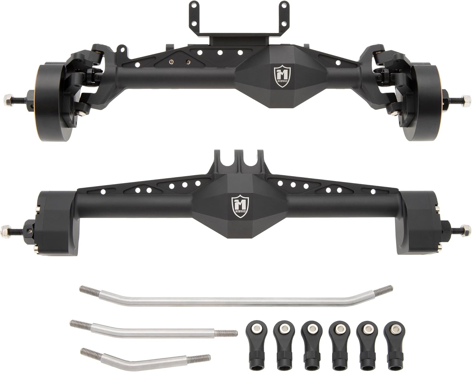 MEUS RACING Capra 1.9 Portal Axles Kit with Isokinetic 3-Section CVDs and Ackerman Steering Structure for Axial Capra 1.9 4X4 and DIY SCX10 SCX10 II Upgrades Parts (Standard-Black)