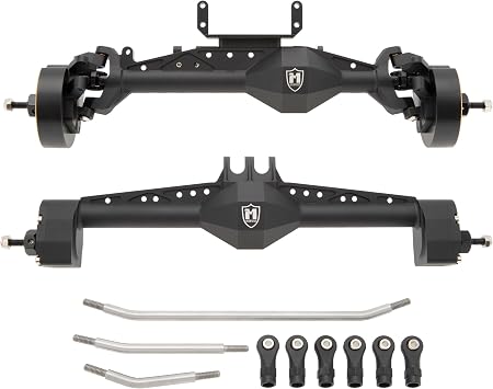 MEUS RACING Capra 1.9 Portal Axles Kit with Isokinetic 3-Section CVDs and Ackerman Steering Structure for Axial Capra 1.9 4X4 and DIY SCX10 SCX10 II Upgrades Parts Standard-Black