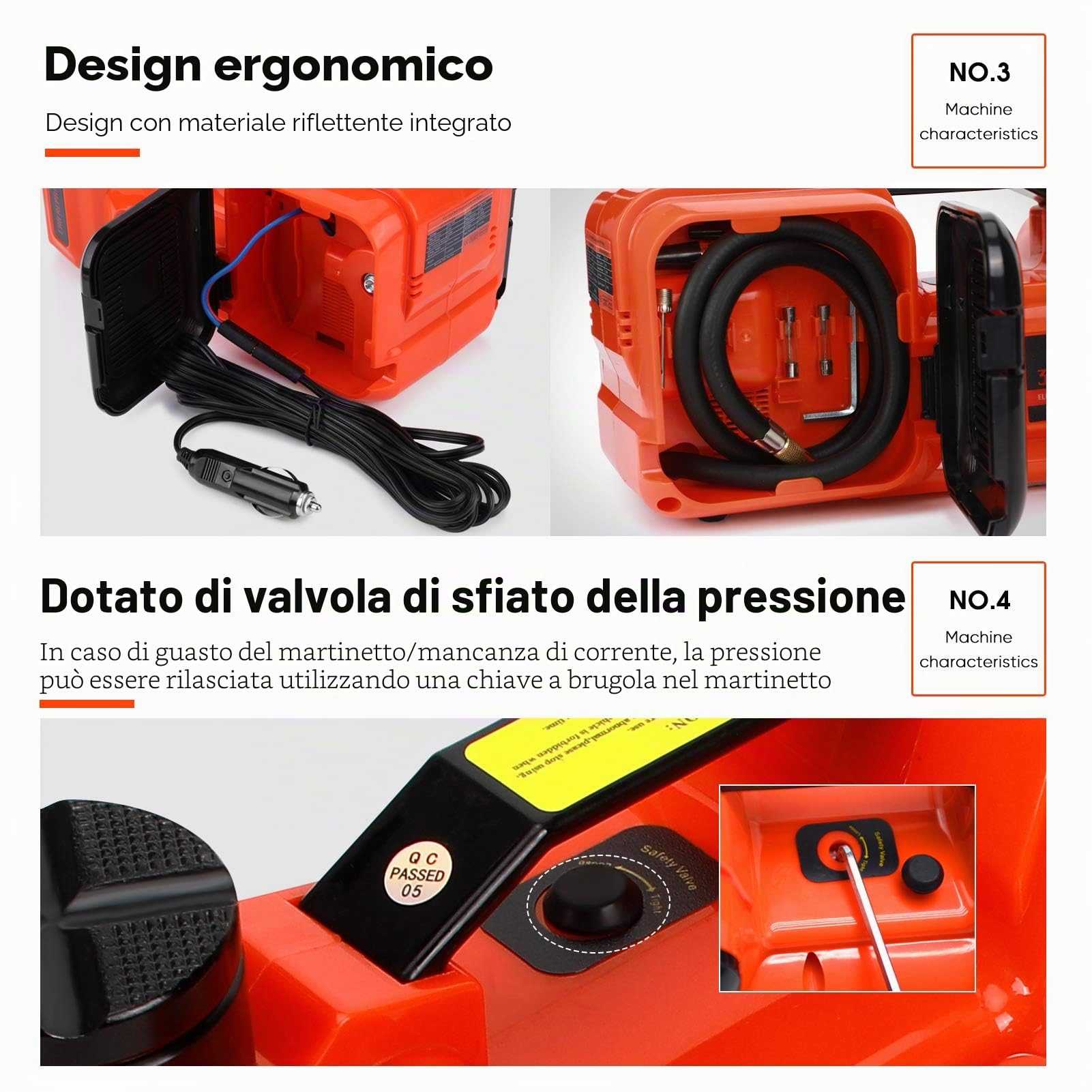 Martinetto Elettrico per Auto, 5 Tonnellate, 12V DC, Sollevatore Auto per Garage e Emergenze