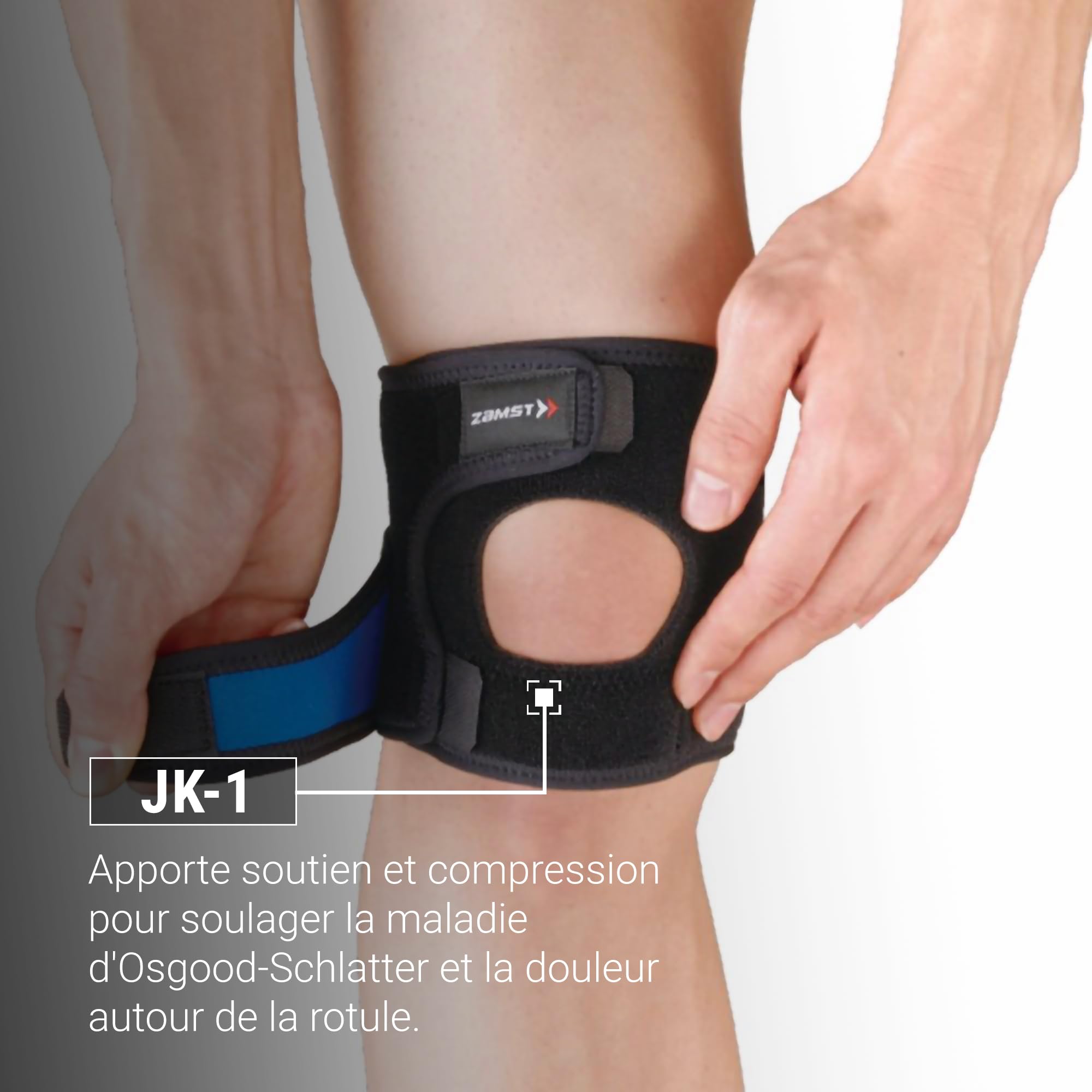 Zamst JK-1 Genouillère de Sport - Compression ajustable avec rembourrage rotulien intégré - Soutien du Genou - Enfants et Adultes - Taille S