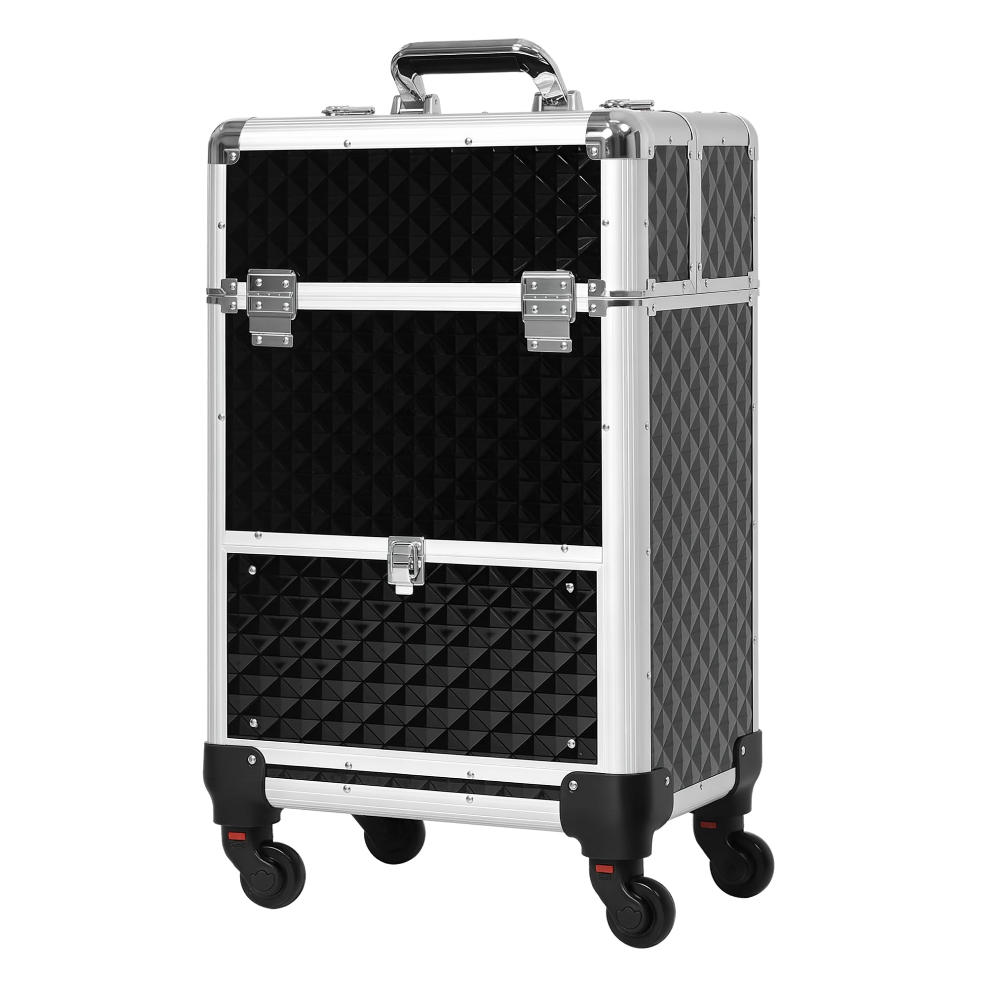 Walizka Wózek Kosmetyczka z Regulowaną Teleskopowa Rączka 34L x 25W x 62H cm Alu. Czarny