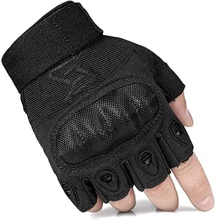 FREE SOLDIER Outdoor Half Finger Safety Heavy Duty Work Gardening Cycling Gloves (Black Fingerless Large)