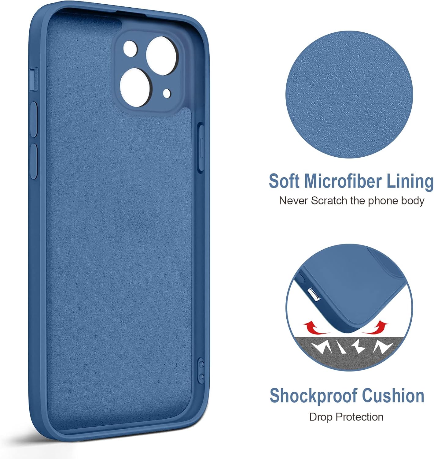 Hython for iPhone 13 Case with Ring Stand [360°Rotatable Ring Holder Magnetic Kickstand] [Support Car Mount] Slim Soft Rubber Shockproof Protective Phone Case Cover for Women Men, Denim Blue - Image 3