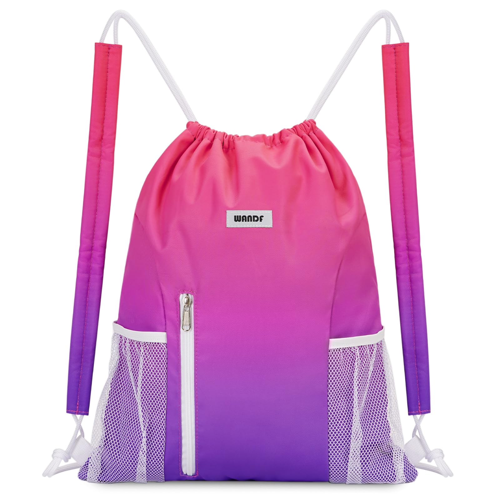 WANDF Mochila con cordón y hombreras, Mochila deportiva para gimnasio con bolsillo de malla, Mochila con cordón para hombres y mujeres