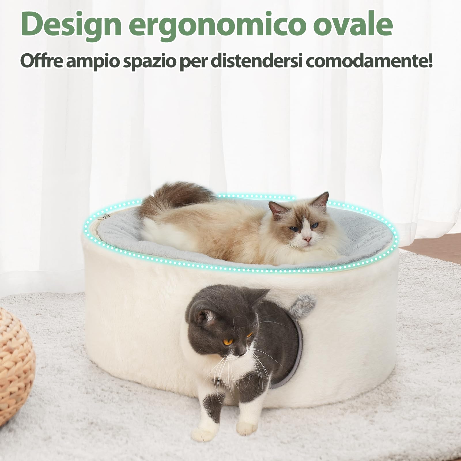 GUUSII HOME Elevato Letto per Gatti Cuccia Gatto Grande Gattino Casetta Cucciolo Cuccetta Interno Morbida Animale Domestico Casa con Fodera Lavabile Cuscino in Peluche Facile da Montare 60*45*27cm