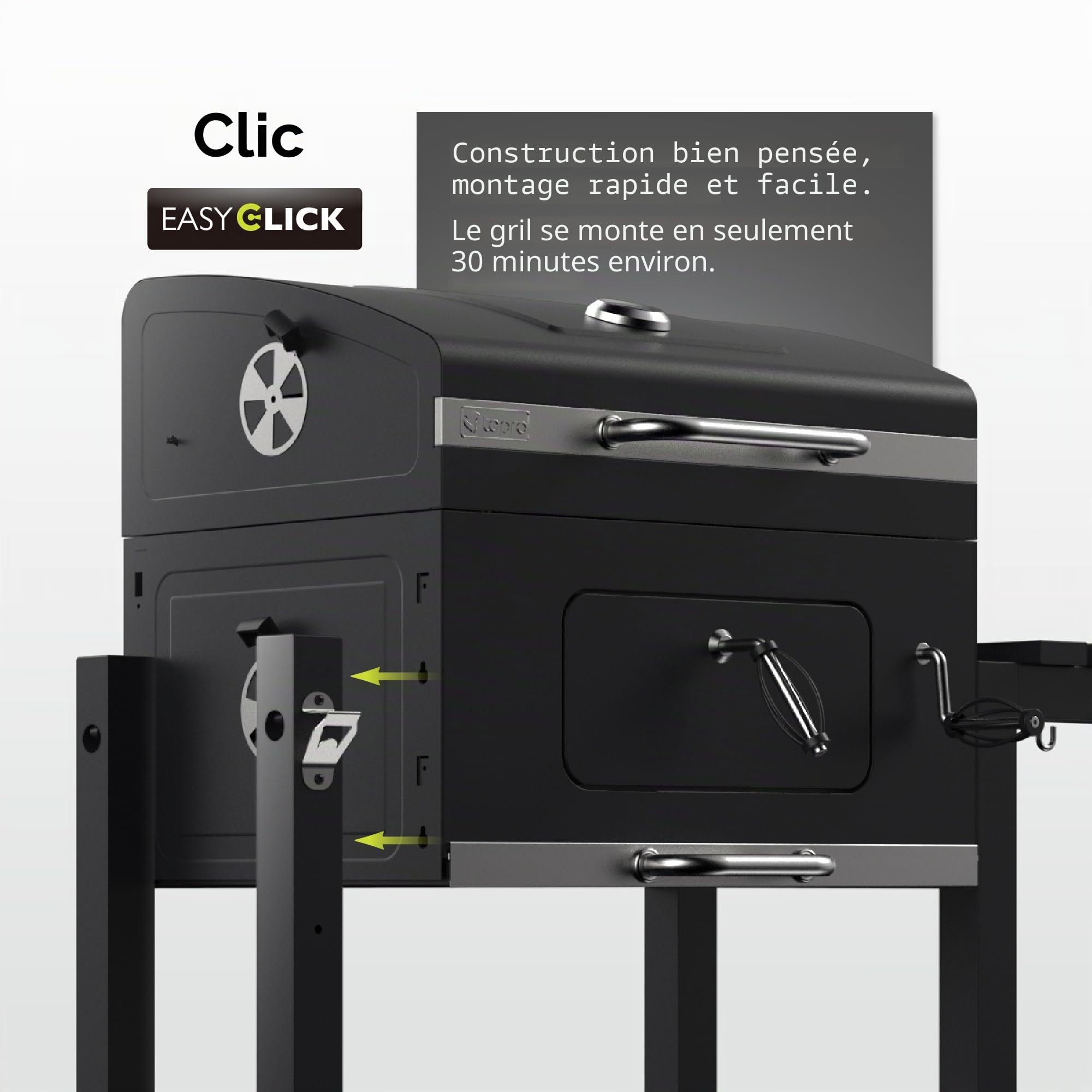Tepro Toronto Click Barbecue au charbon de bois Anthracite/acier inoxydable